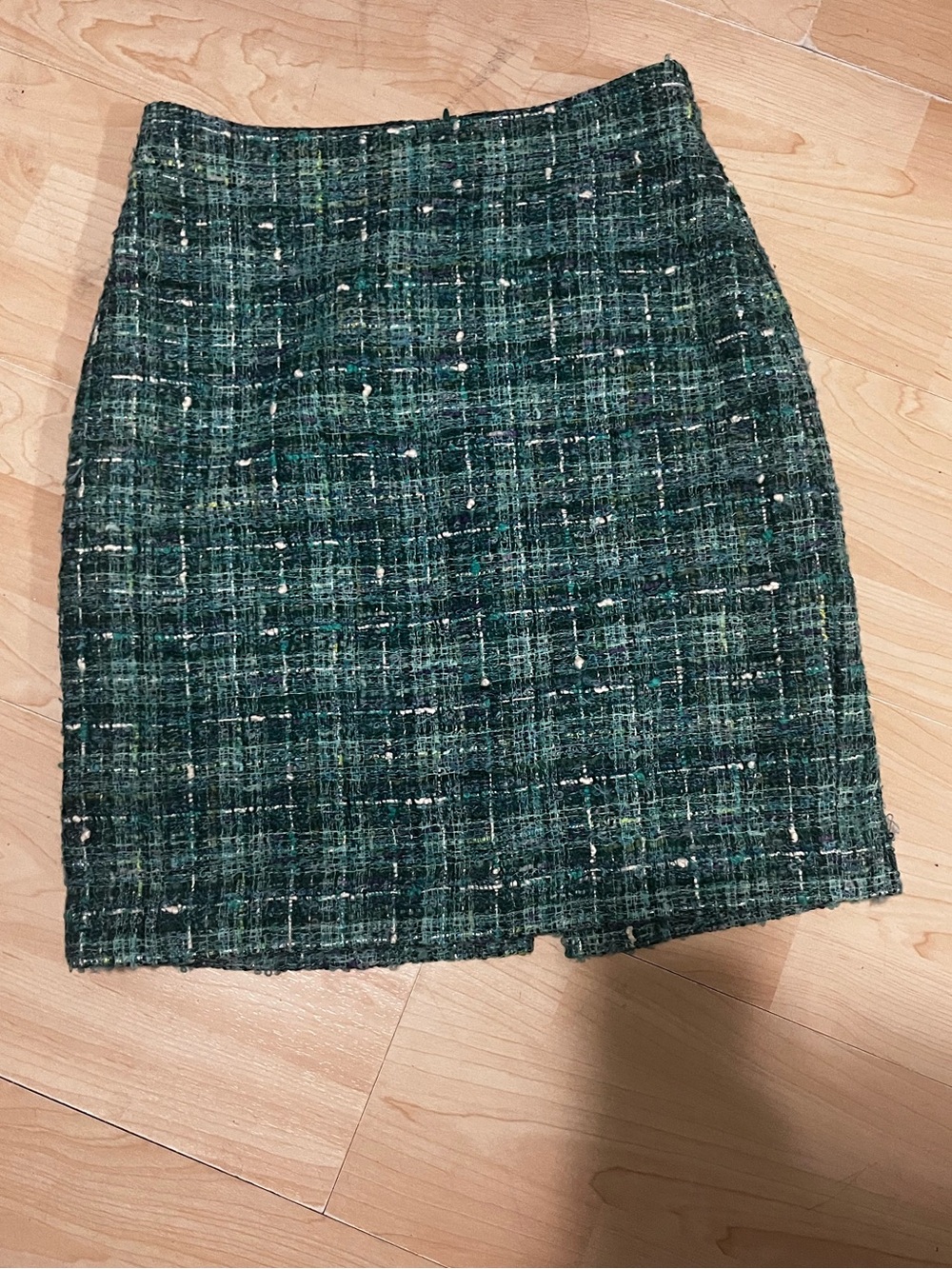 Kate Spade “Judy” pencil skirt in emerald green tweed